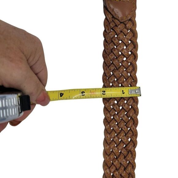 Vtg Aeropostale Braided Weaved Cognac Brown Leather Belt‎ Sz  L Western Cowgirl